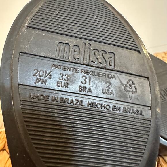 Mini Melissa Ultra Girl Star Flats sz 2 Girl's Black Flats Gold Star - Picture 3 of 6